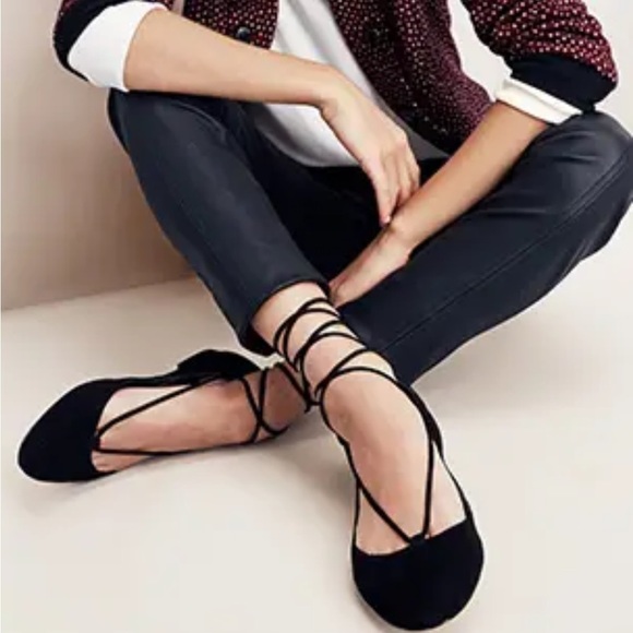 Diane Von Furstenberg wrapped lace up suede ballet flat - Picture 2 of 12